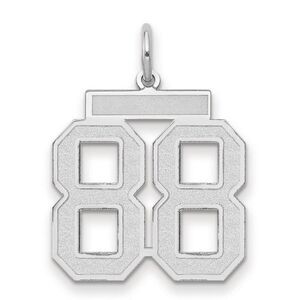14k White Gold, Jersey Collection, Medium Number 88 Pendant
